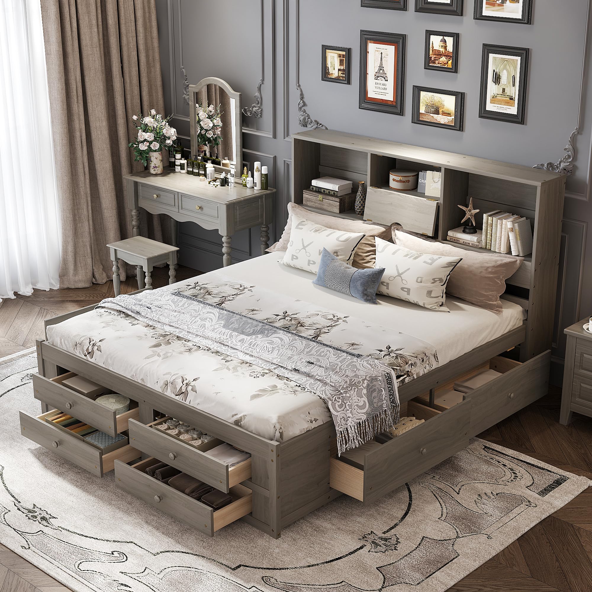 Bed frames with drawers