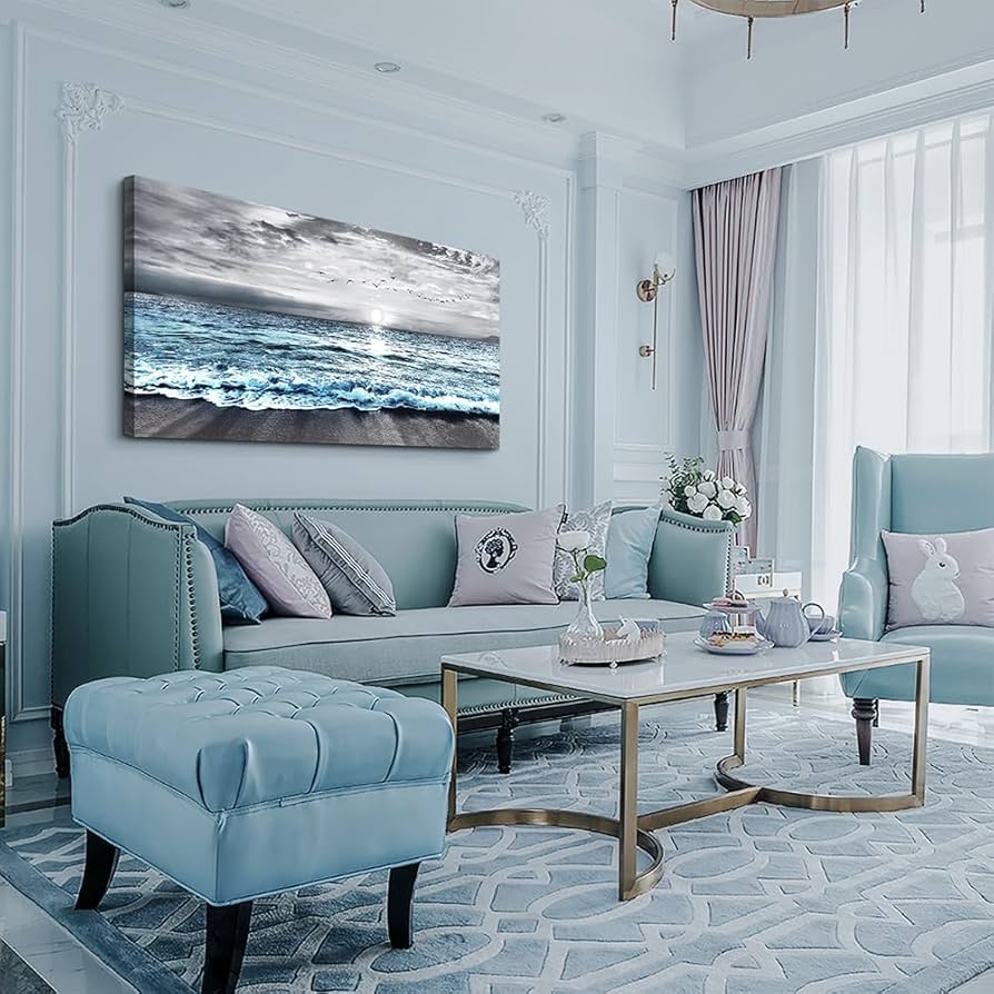 blue accent pieces living room