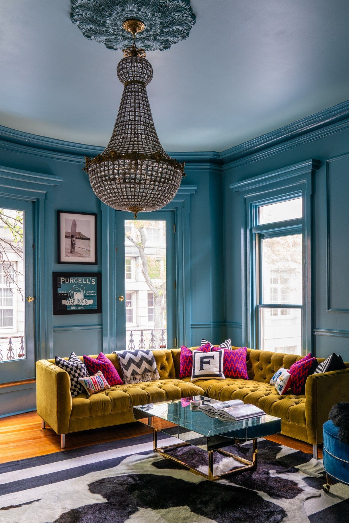 modern blue living room