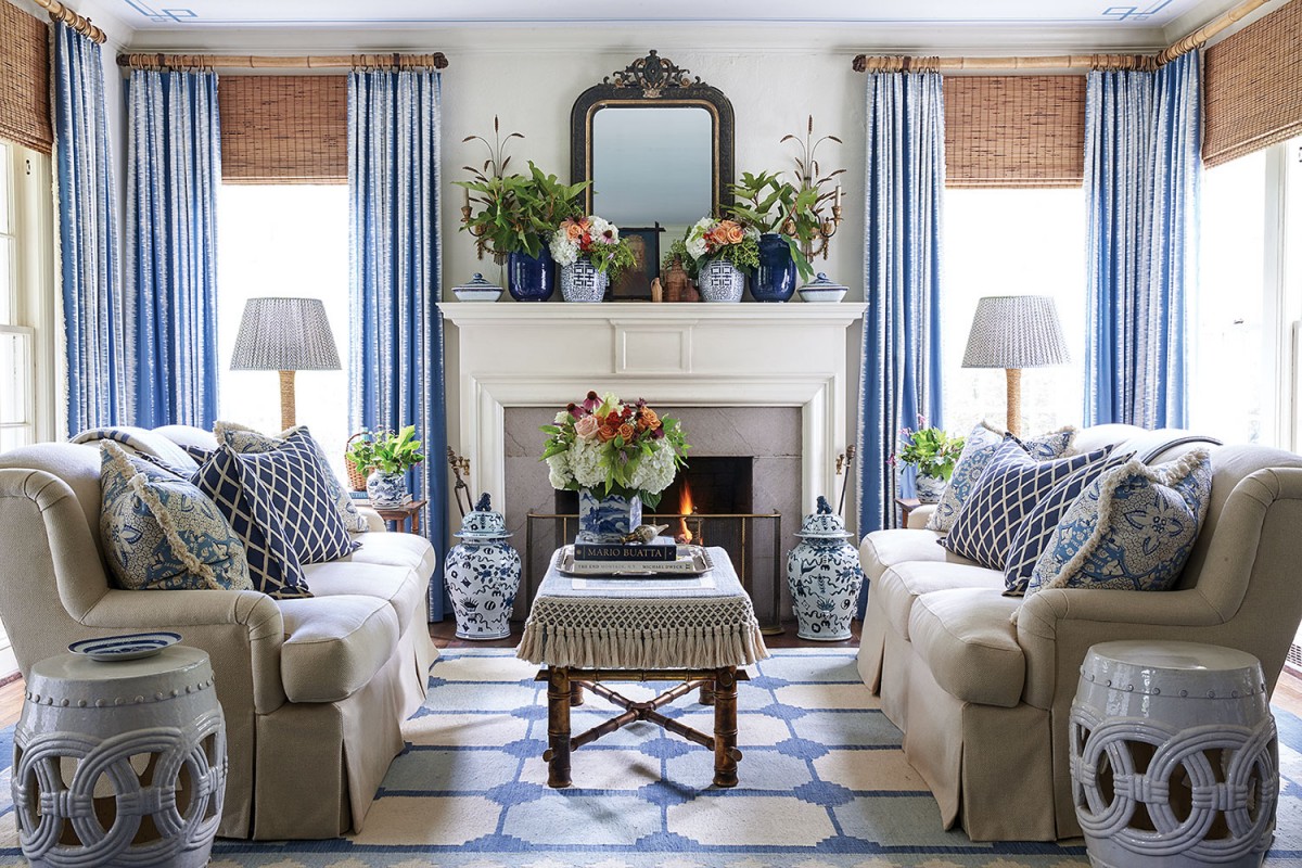 modern blue living room