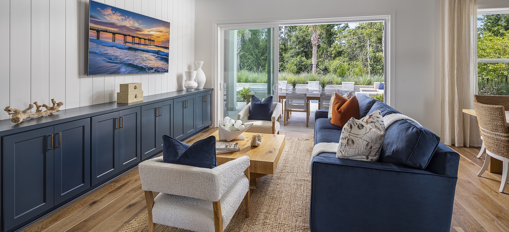 blue and gold living room
