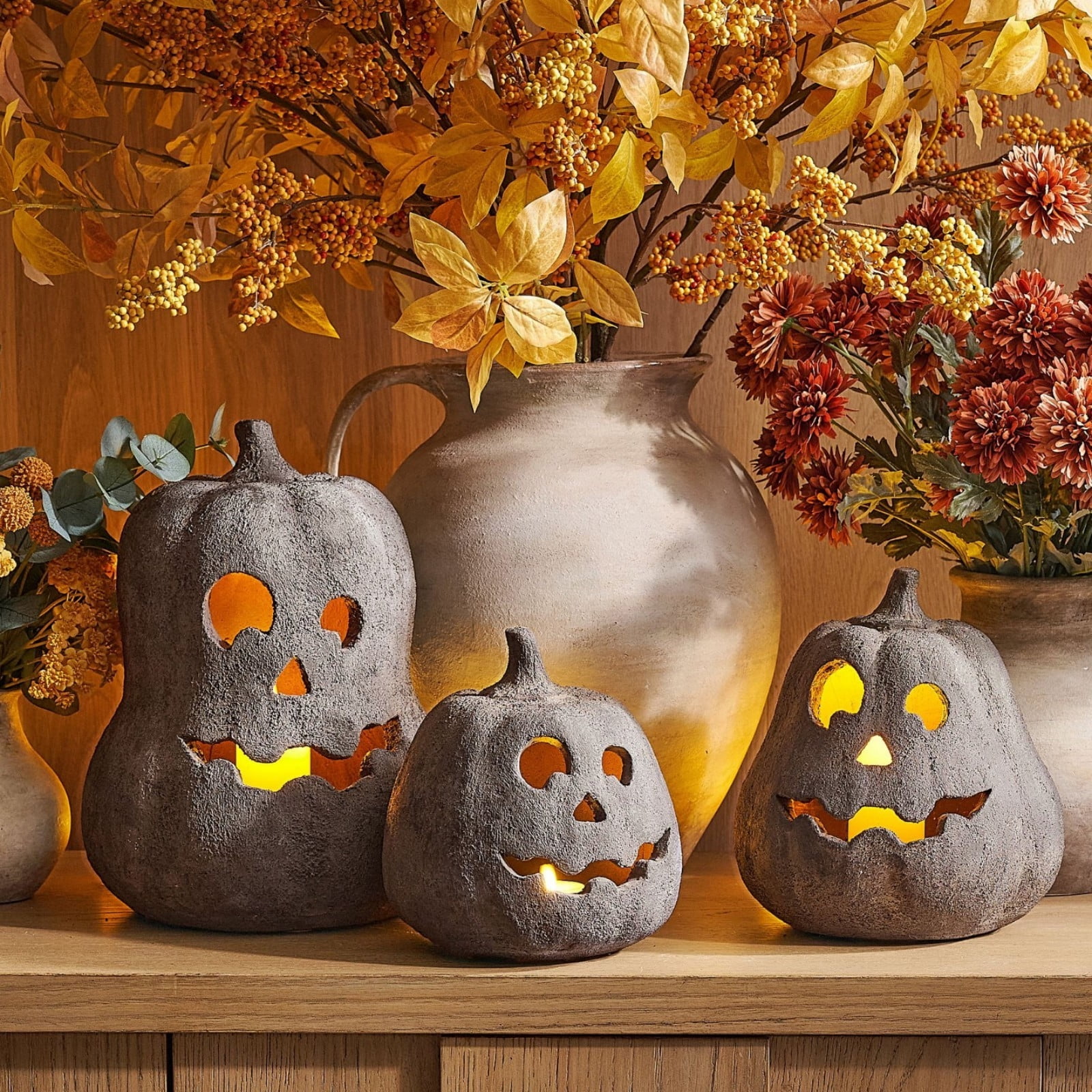 Glazed ceramic pumpkins
