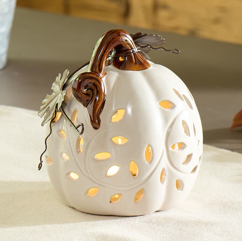 Minimalist white ceramic pumpkins