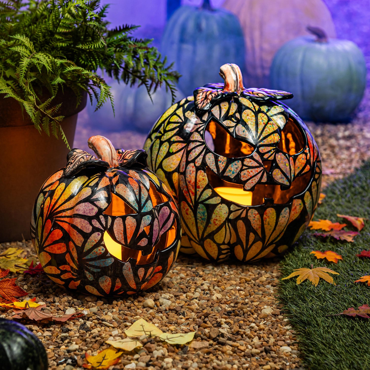 Hand-painted ceramic pumpkins