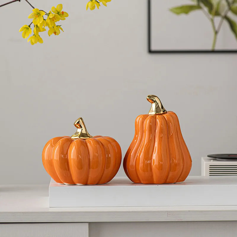Outdoor ceramic pumpkins