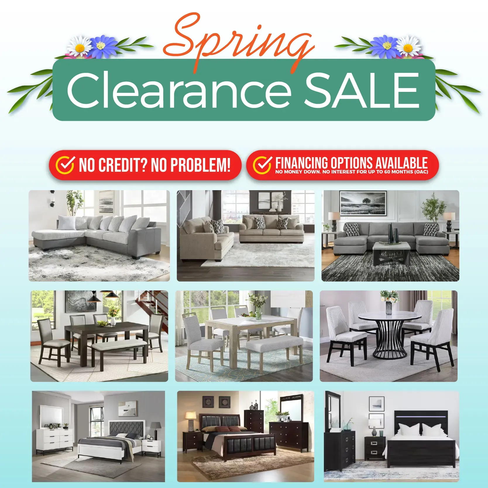 Designer furniture closeouts