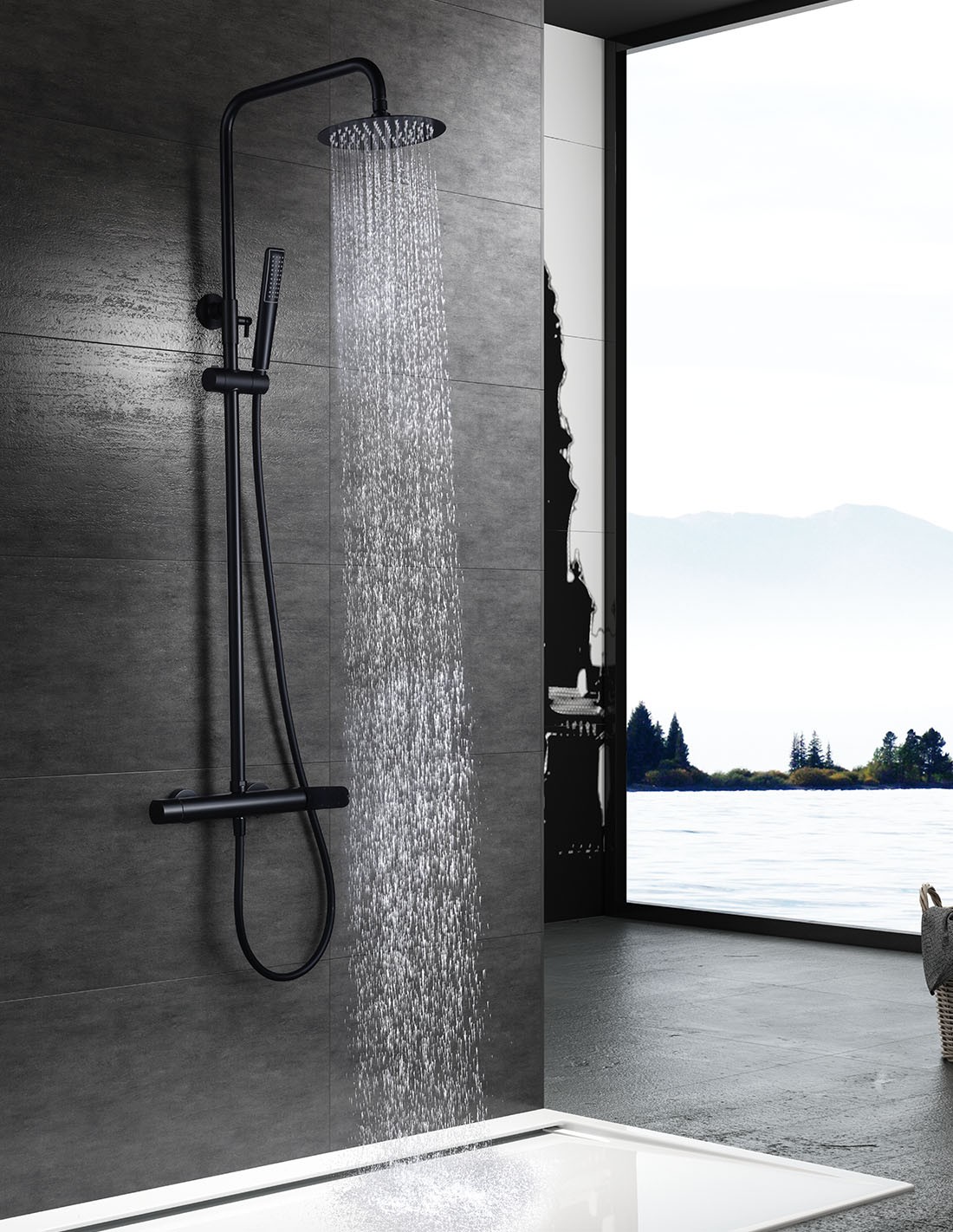 bathtub with shower
