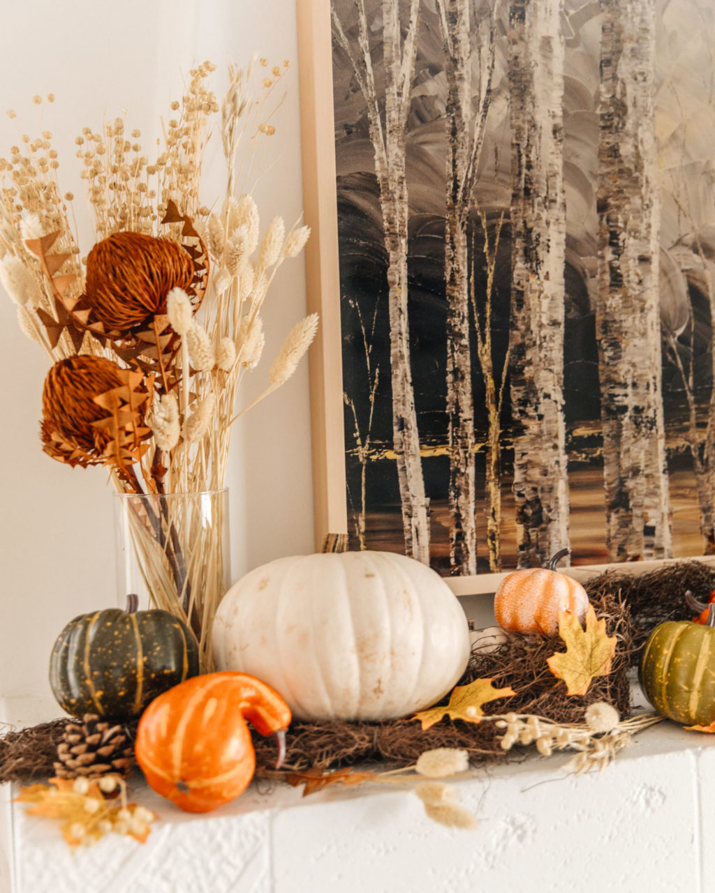 fall mantel arrangement