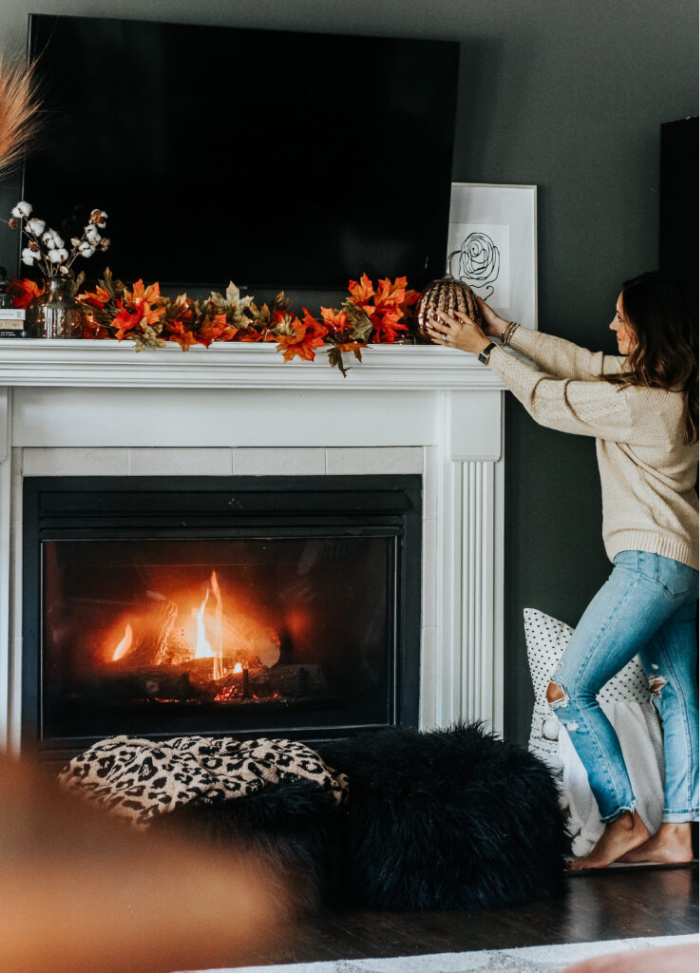 rustic fall mantel decor