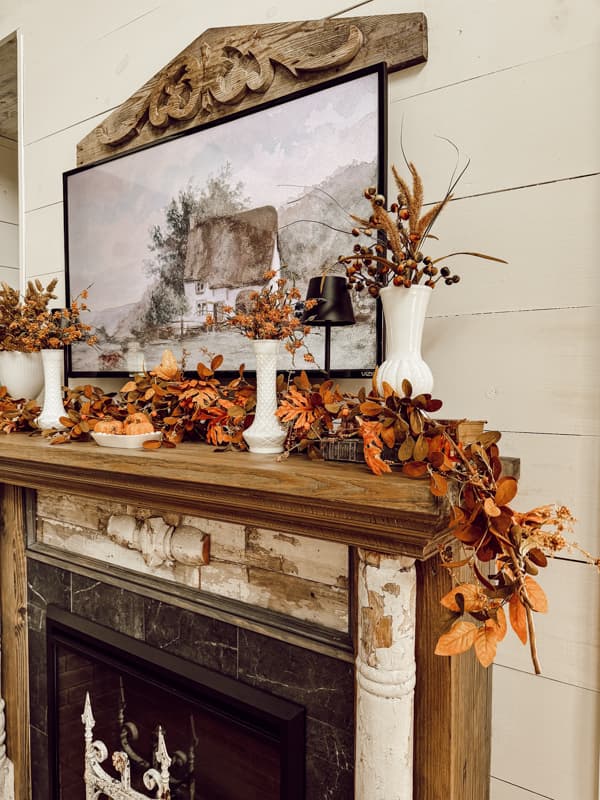 DIY fall mantel decor
