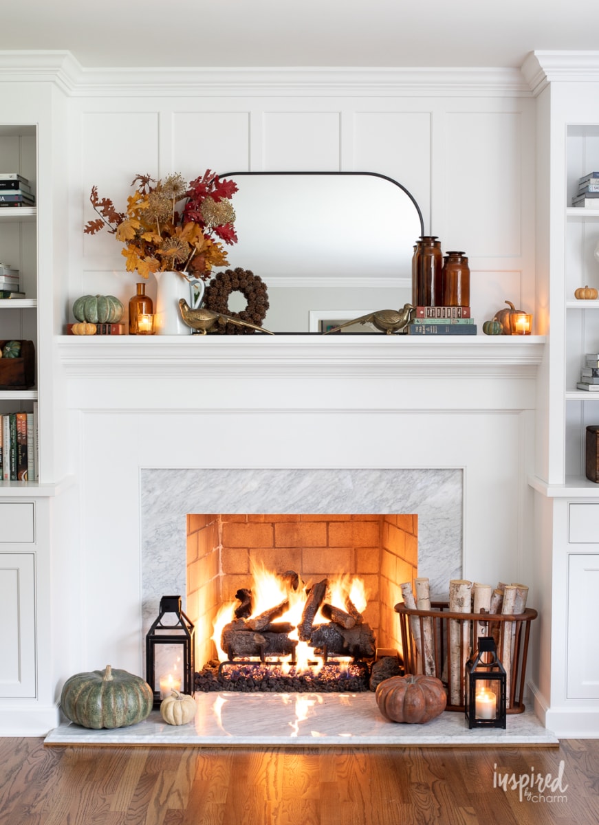 autumn mantel styling