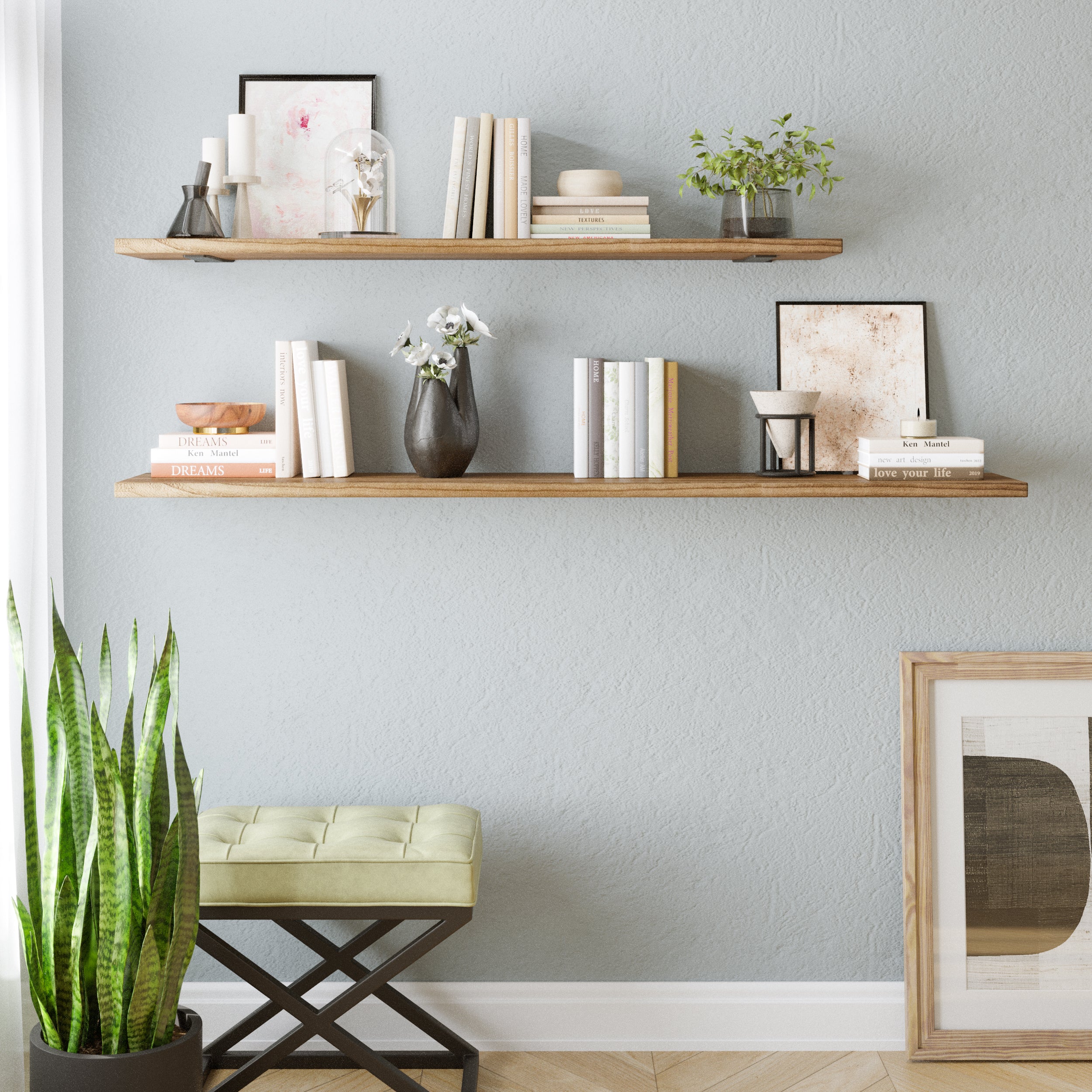 Floating corner shelves