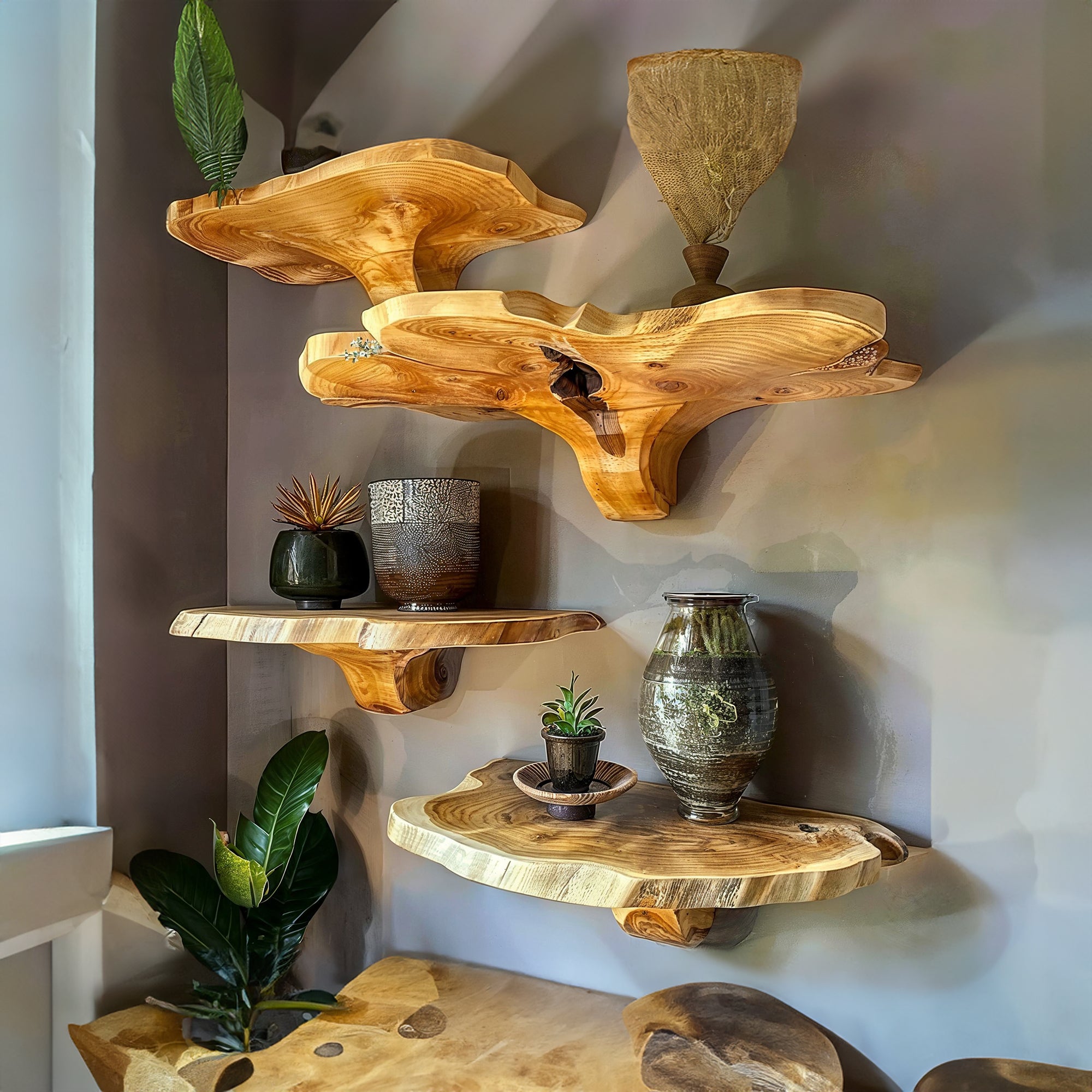 Deep floating shelves
