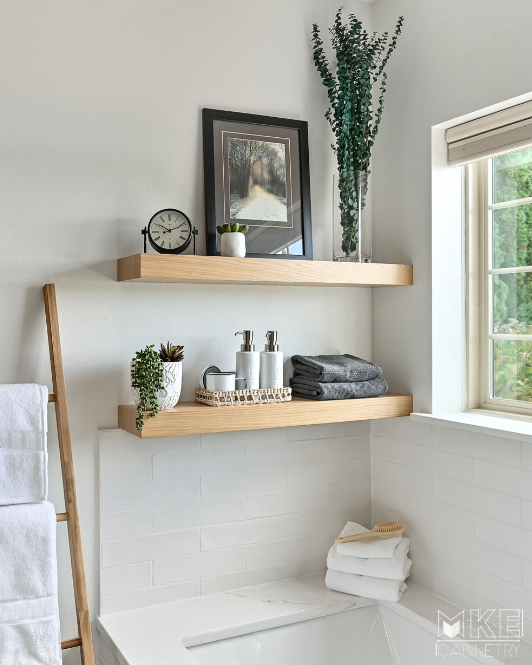 Maple floating shelves