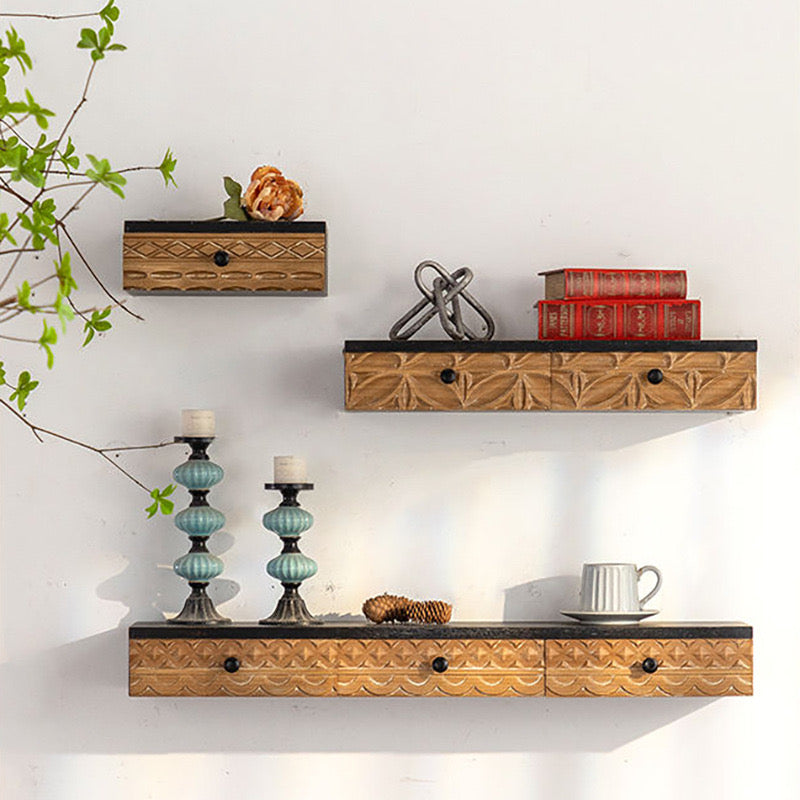 Cherry floating shelves