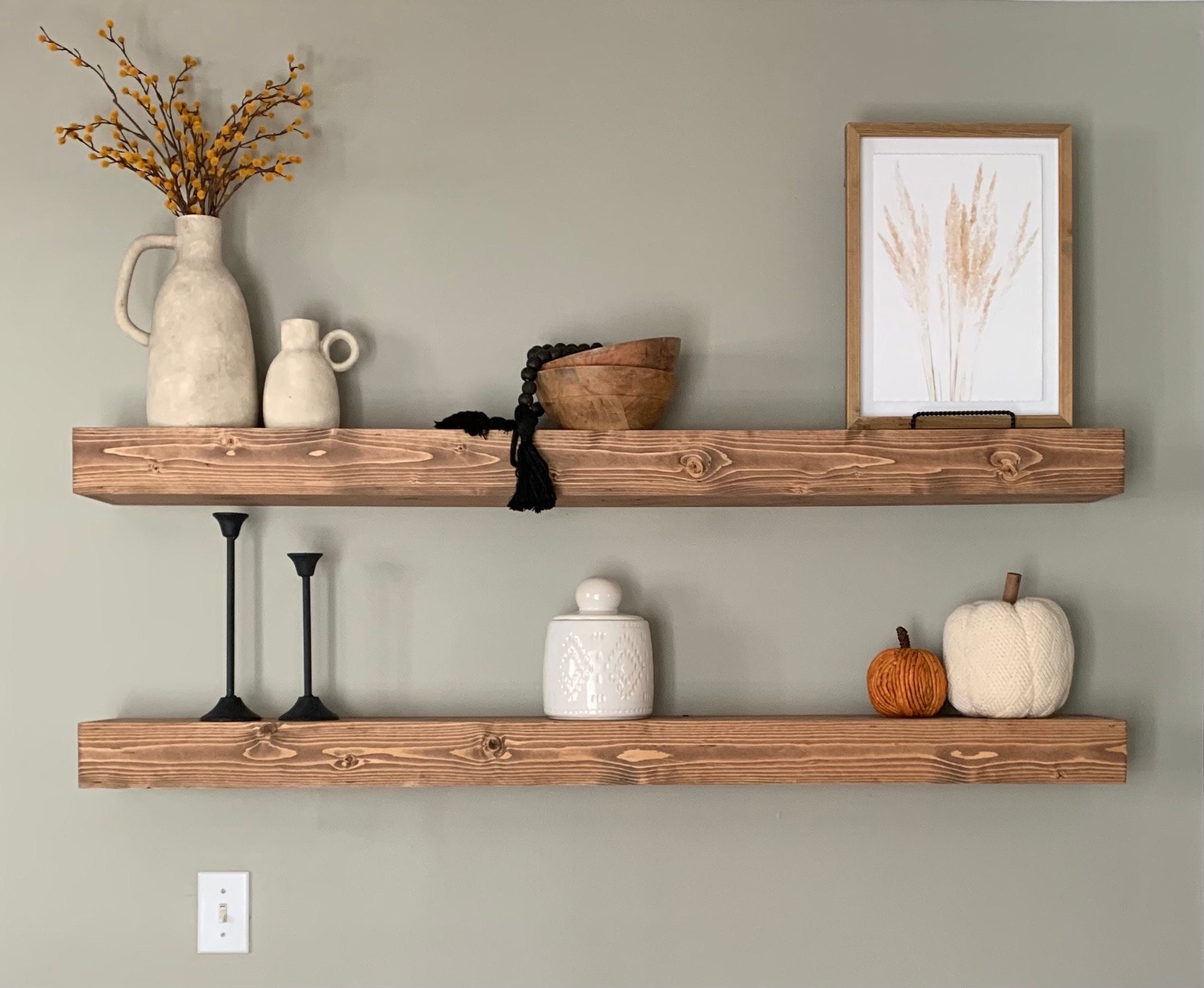Handcrafted floating shelves