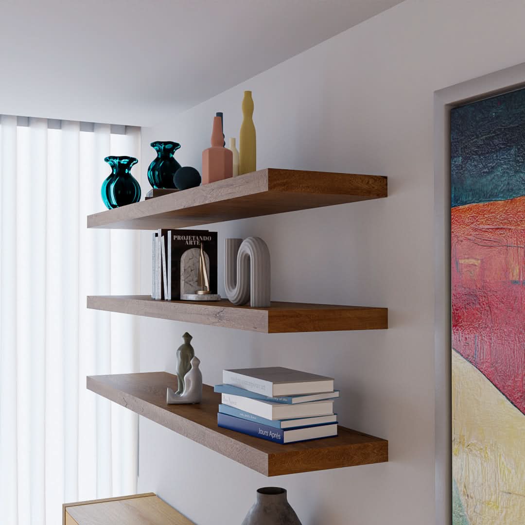 Modern floating shelves