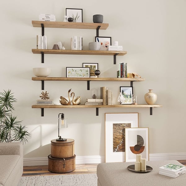 Solid wood floating shelves