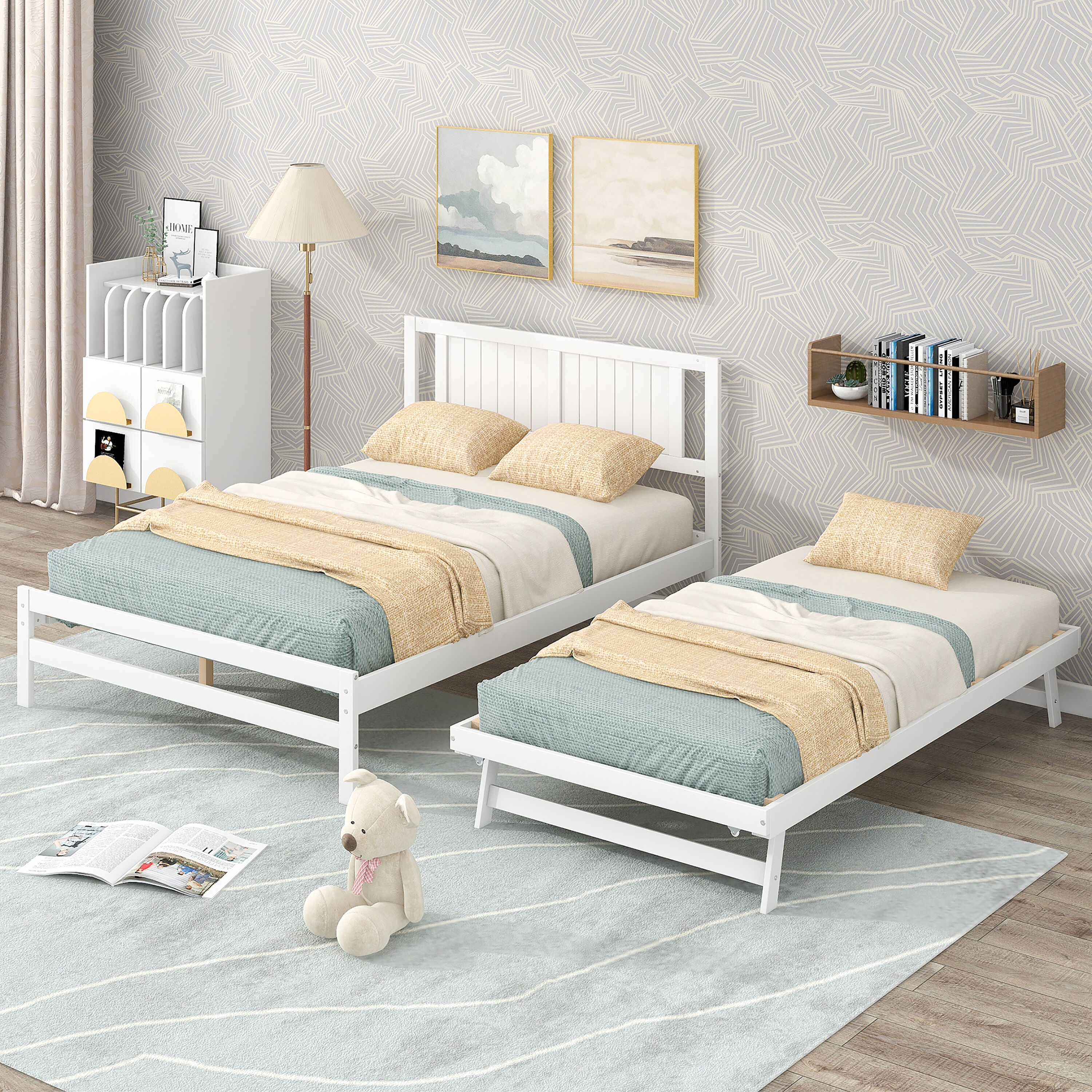 Full size trundle bed with storage drawers