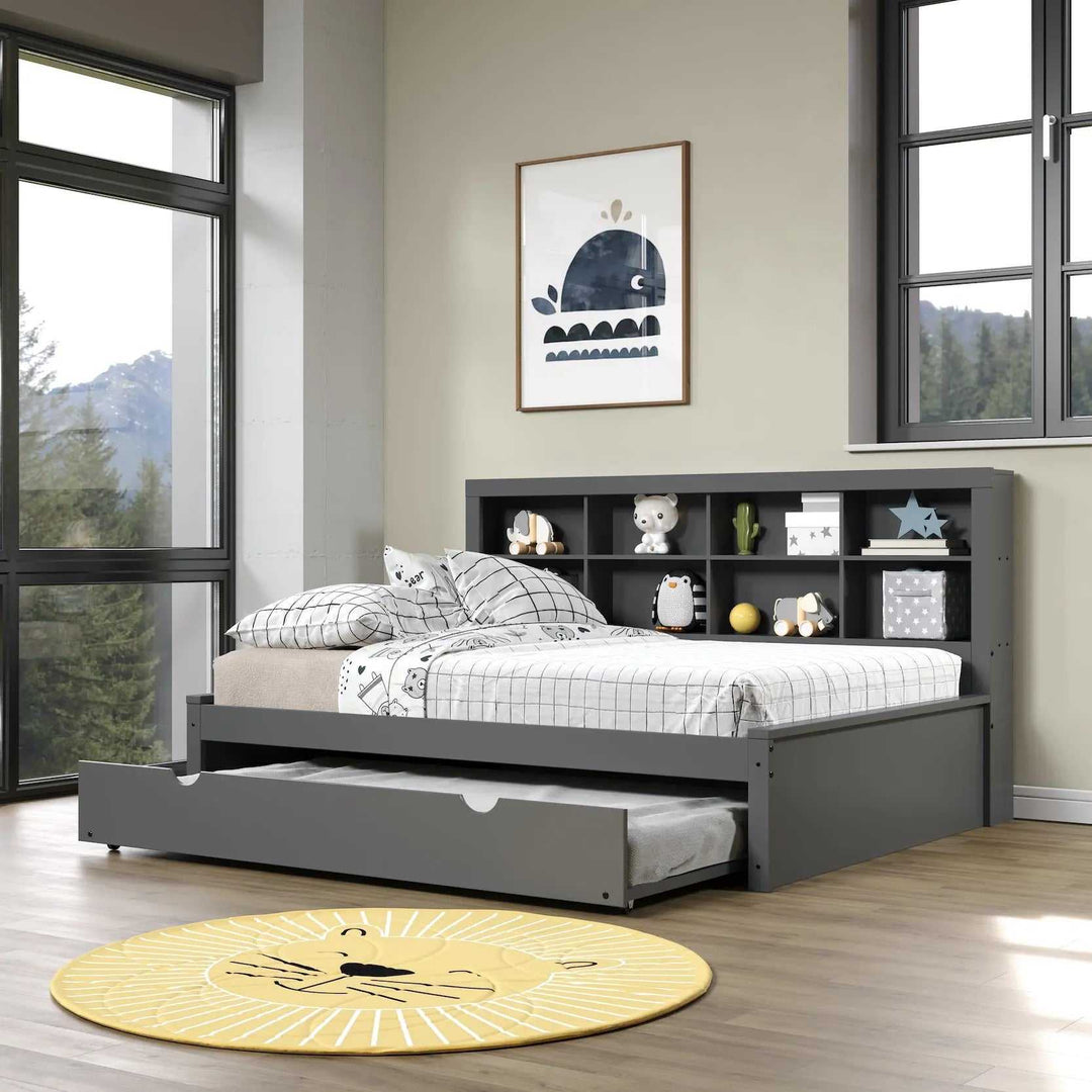 Upholstered full size trundle bed