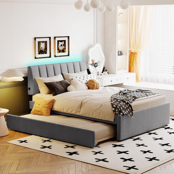 Solid wood full size trundle bed