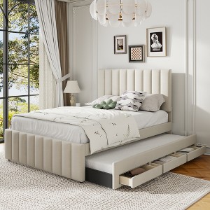 Full size trundle bed with USB charging