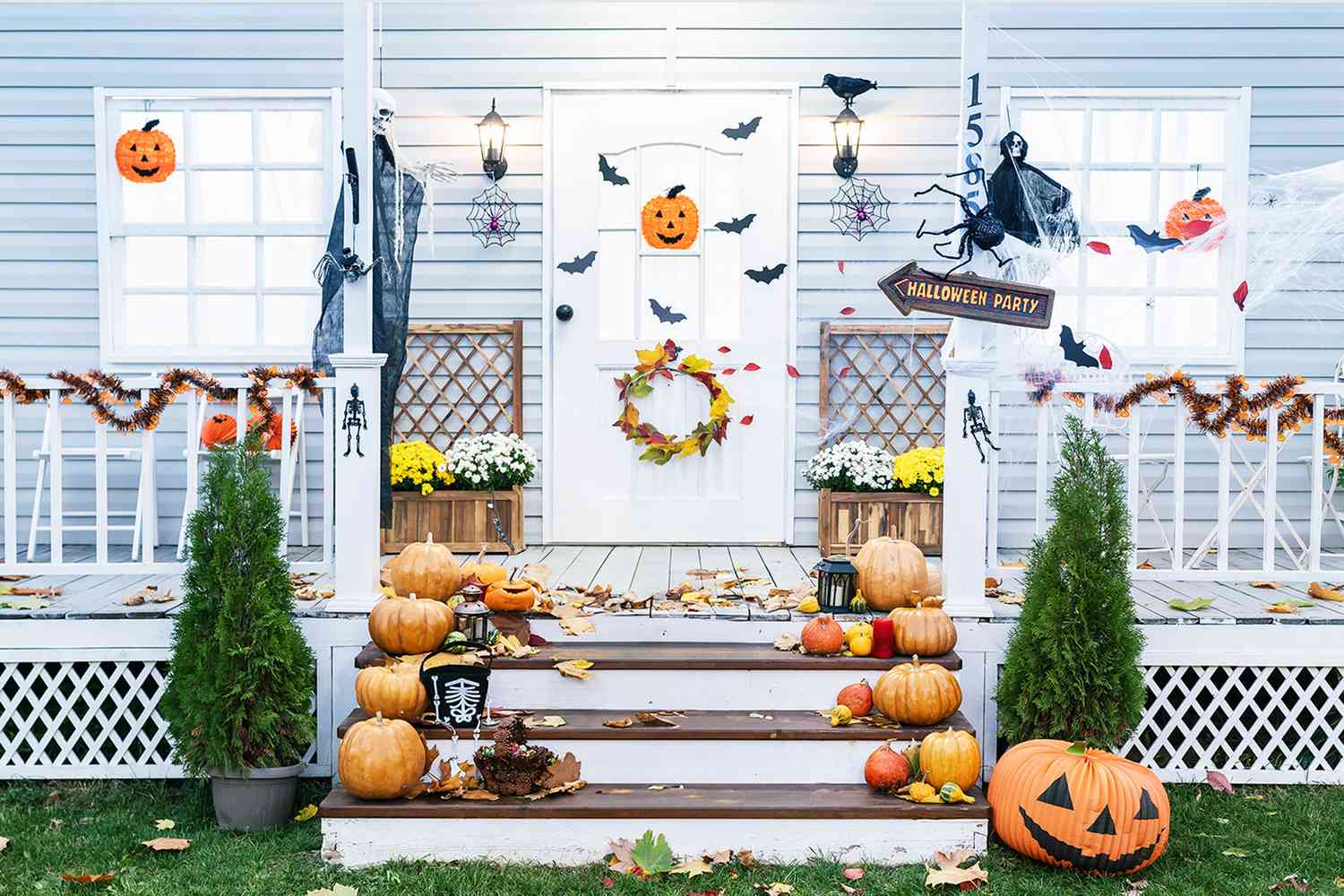 Front door Halloween decor