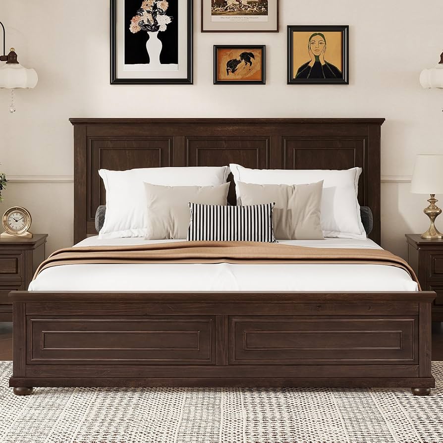 Rustic solid wood king bed frames