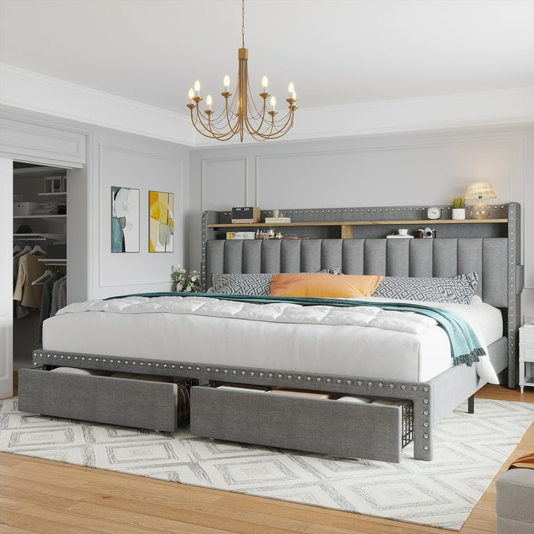 Modern upholstered king bed frames