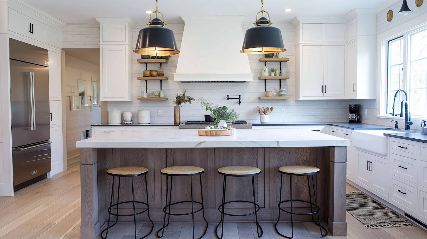 kitchen island with cooktop