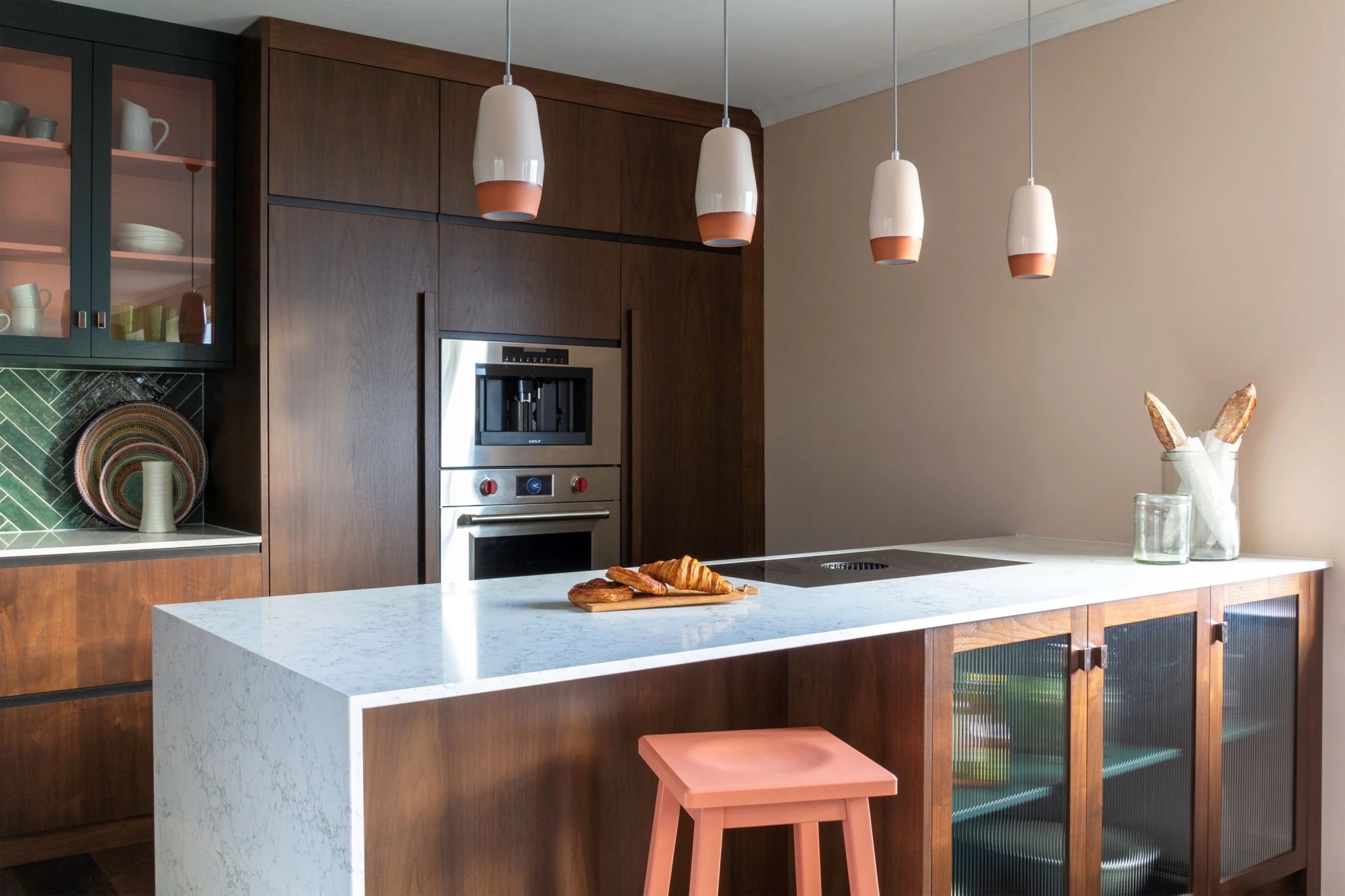 kitchen island with butcher block top