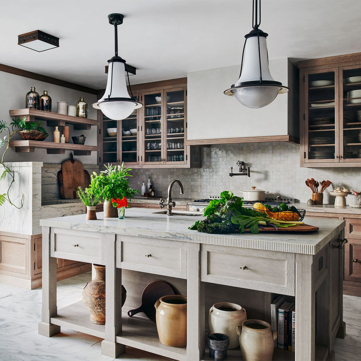 kitchen island with butcher block top