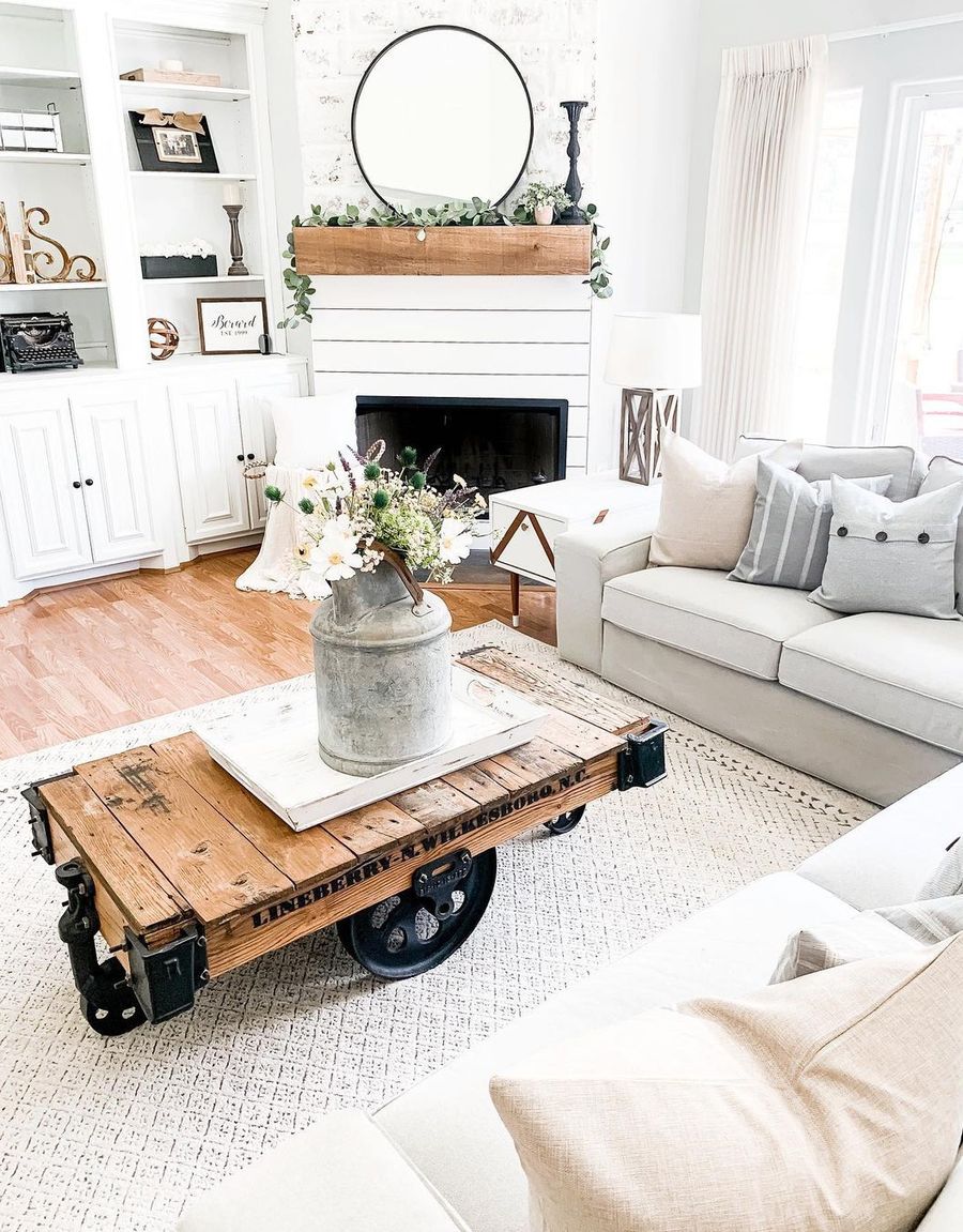 neutral farmhouse living room