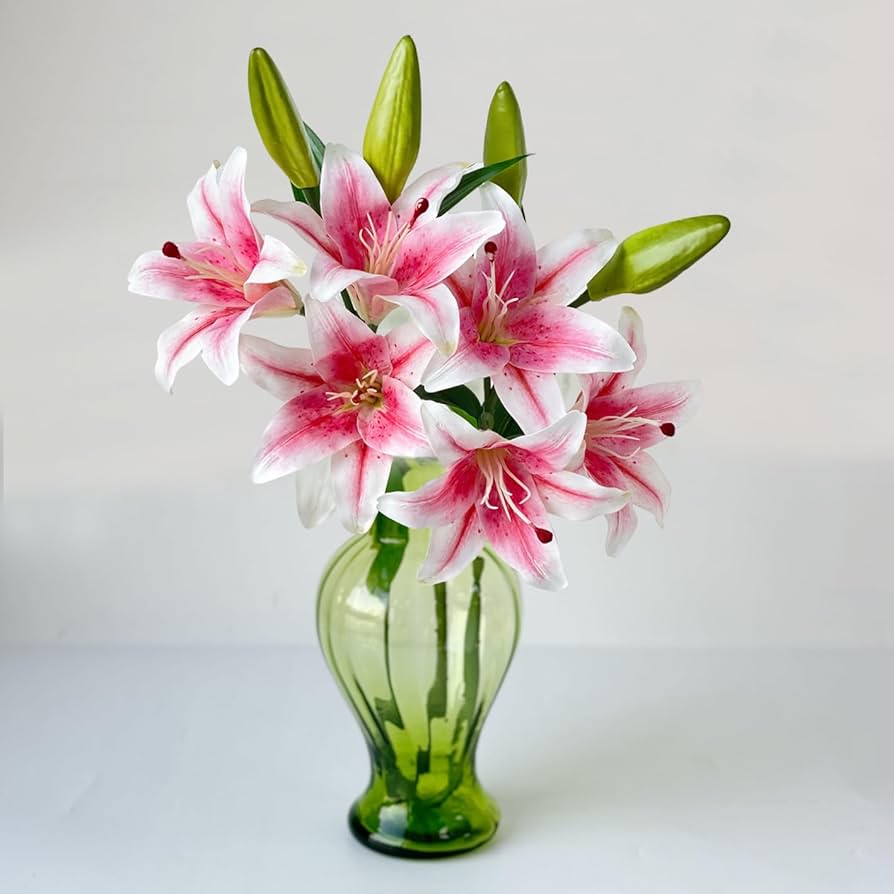 Artificial pink lilies