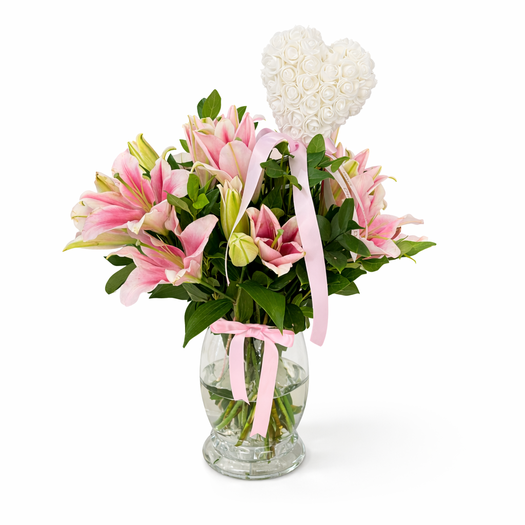 Fresh pink lily bouquets