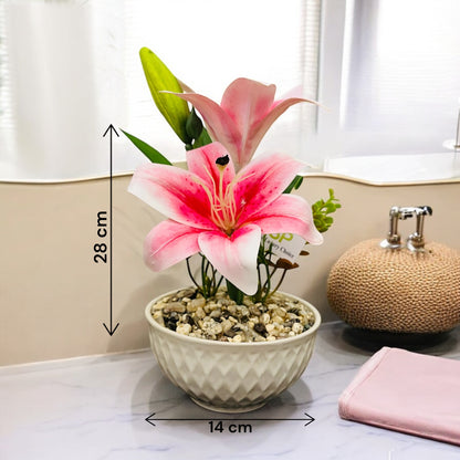 Pink lily wedding decor