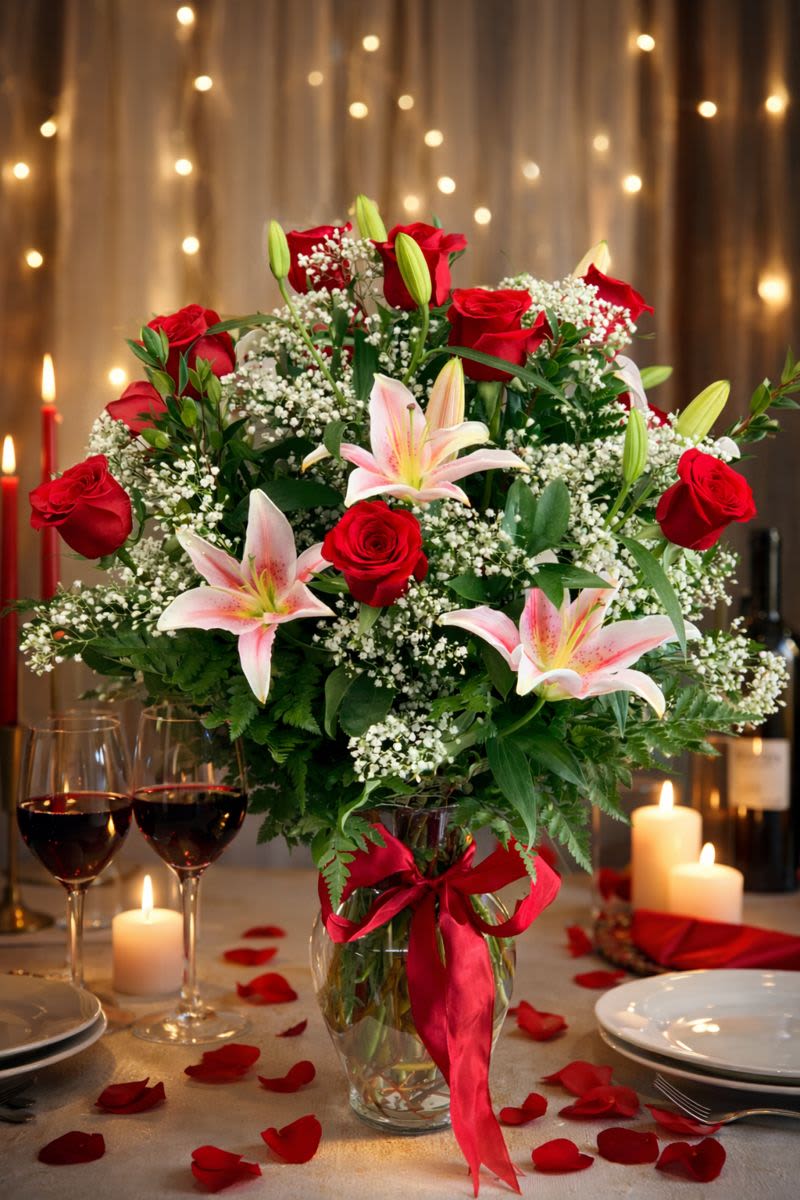 Pink lily wedding decor