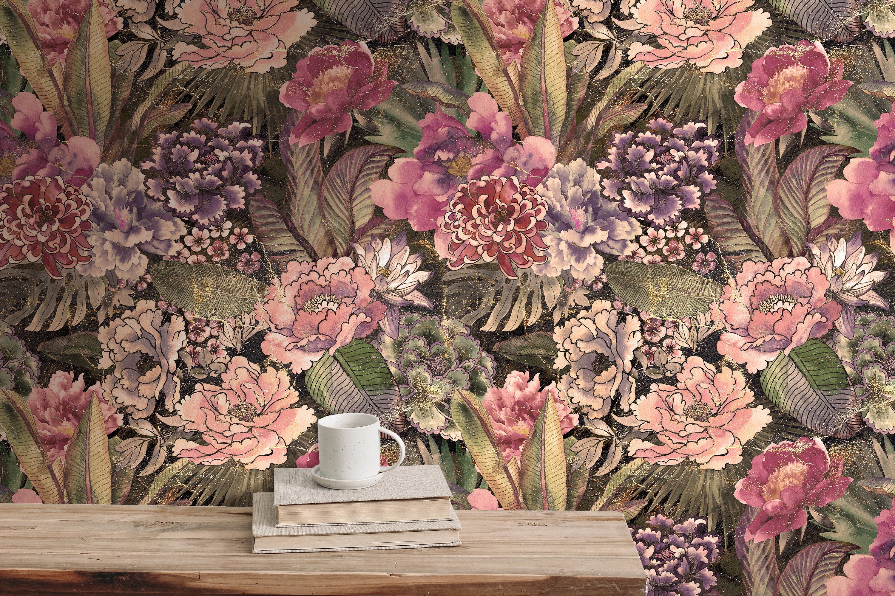 Pink removable wallpaper
