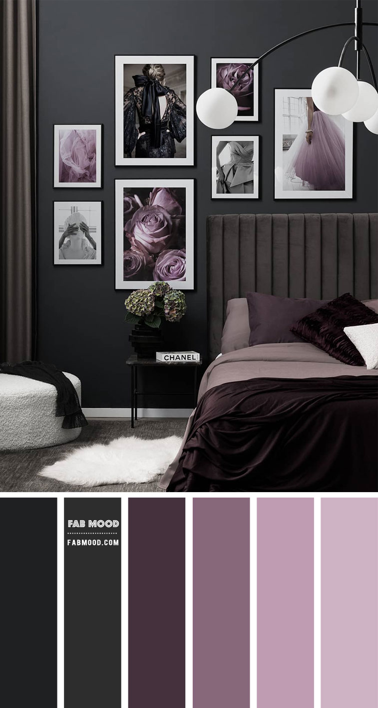plum and gold bedroom