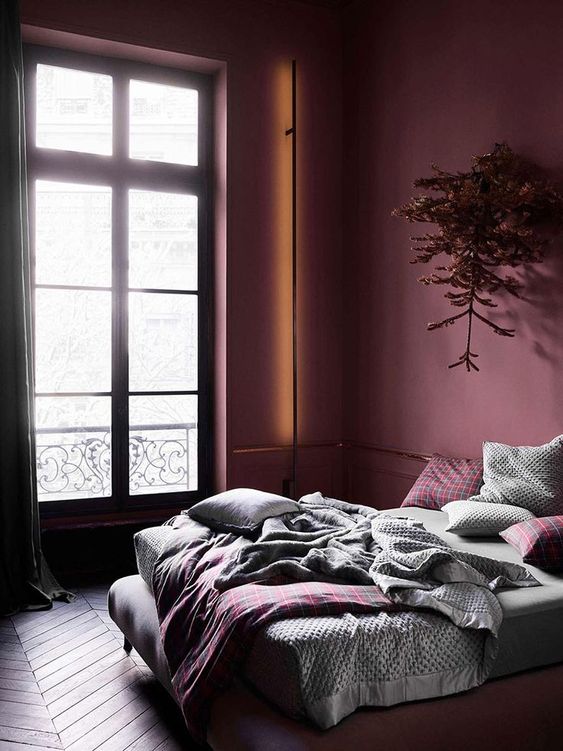 modern plum bedroom