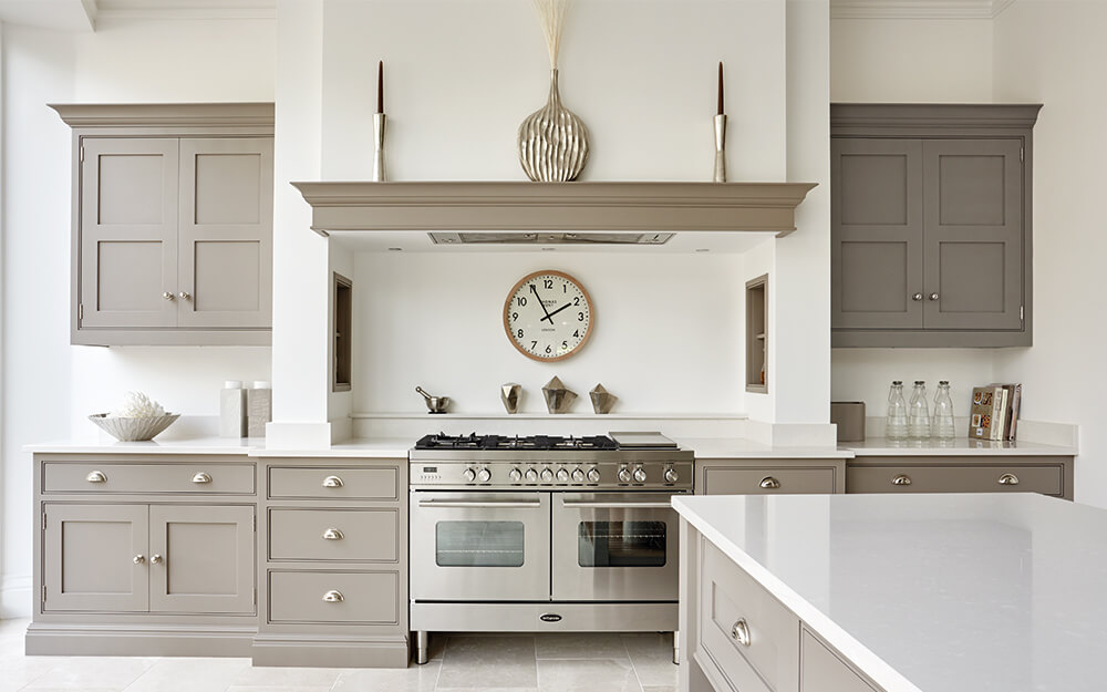 Navy blue shaker cabinets