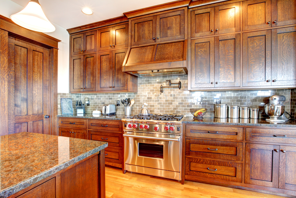 Natural wood shaker cabinets