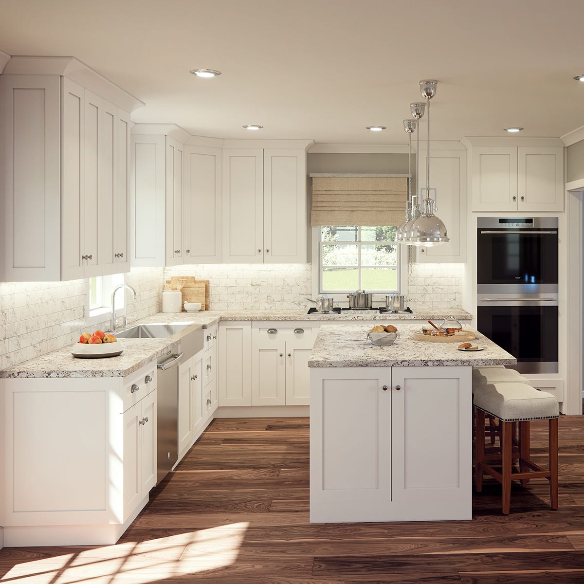 White shaker cabinets