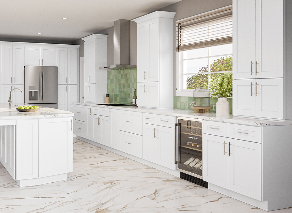 Navy blue shaker cabinets