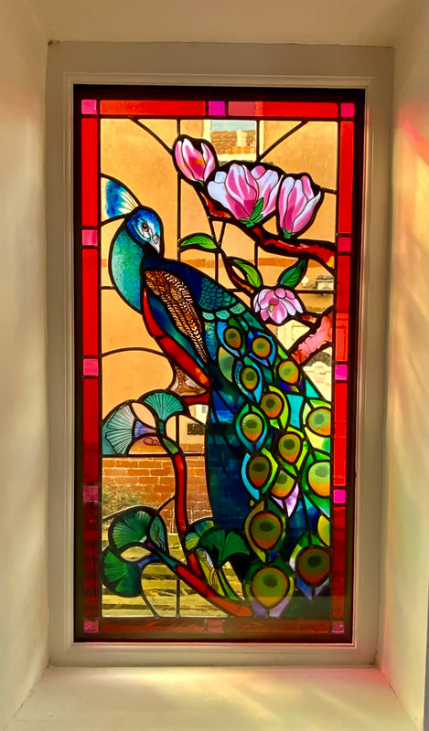 Frank Lloyd Wright inspired stained glass